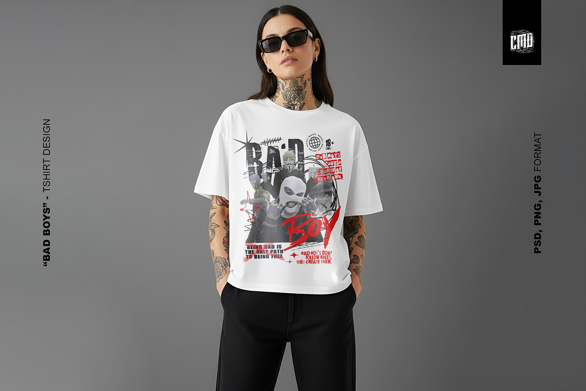 Bad Boys Streetwear T-Shirt Design, an Object Graphic by Cmd Project (Photo 7 of 9)