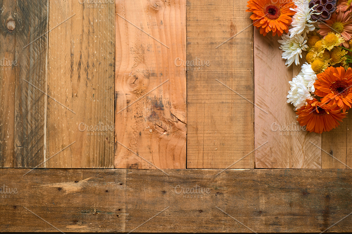 Rustic Flower Photo Set On Wood, a Books & Magazine Mockup by Kudzu Camera (Photo 4 of 6)