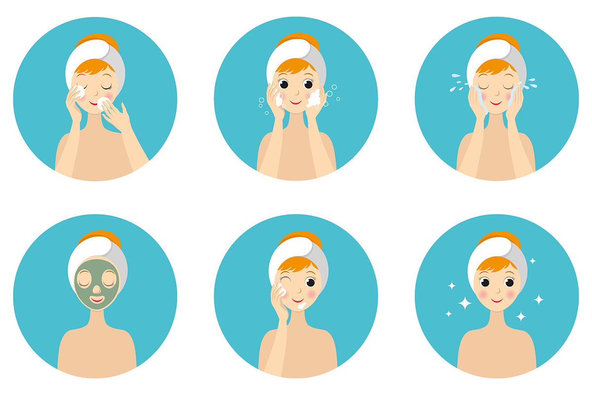 Girl Face care routine., a Healthcare Illustration by UltraShop