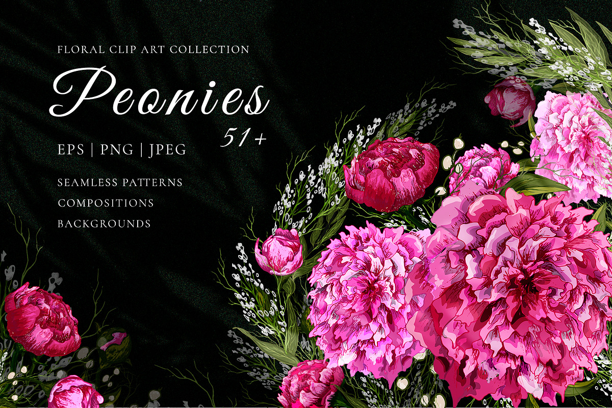Realistic Peonies ClipArt & Patterns, an Object Graphic by Graphic Art (Photo 1 of 10)