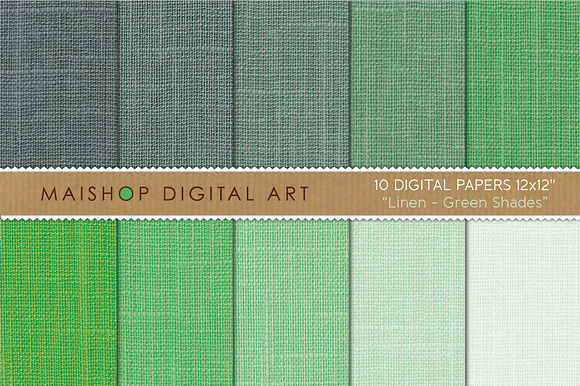 Digital Papers Linen Green Shades preview 4