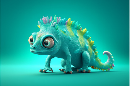 Cute cartoon chameleon. Generate Ai, an Animal Photo by Ylivdesign