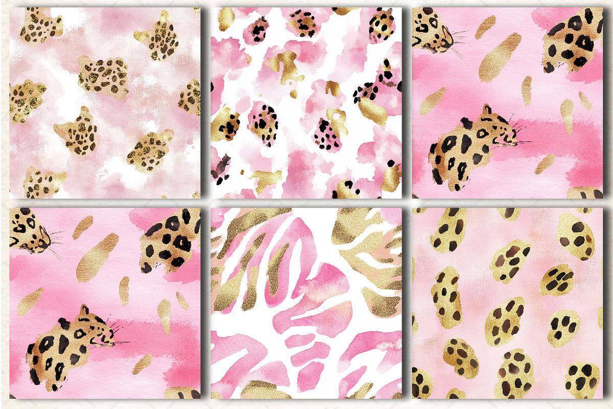 Pink and Gold Leopard Digital Paper, a Pattern Graphic by DreamCafeArt (Photo 3 of 6)