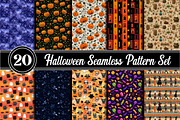 Halloween Seamless Pattern Set, an Illustration by RobertsArt (Thumbnail 1 of 4)
