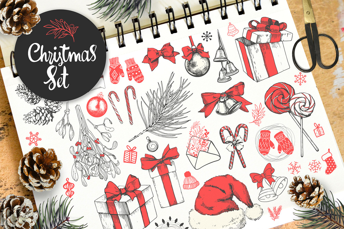 Christmas Sketch Set, a Decorative Illustration by Mona Monash (Photo 1 of 10)