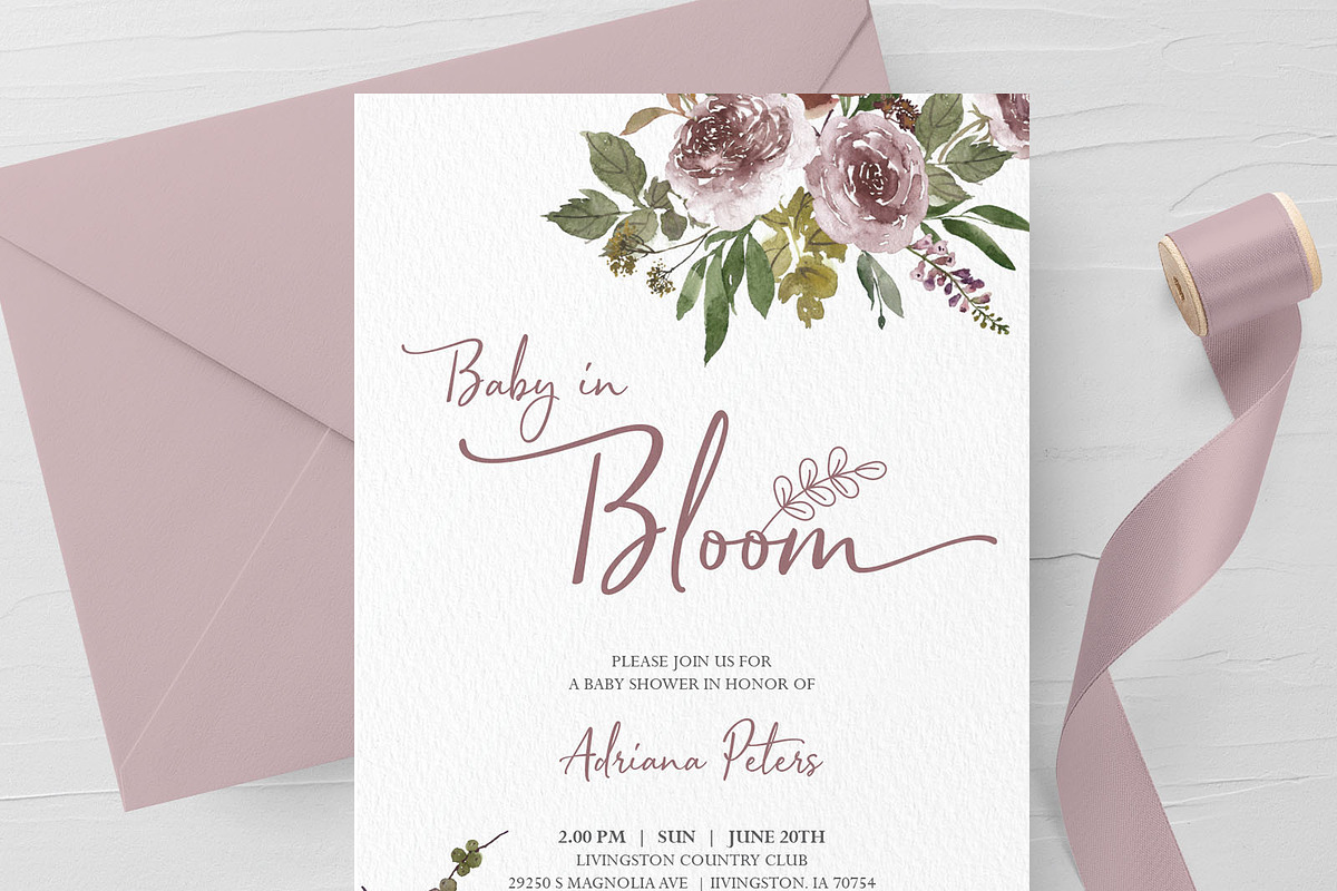 Baby in Bloom Baby Shower Invitation, an Invitation Template by Advaita Printables (Photo 1 of 2)