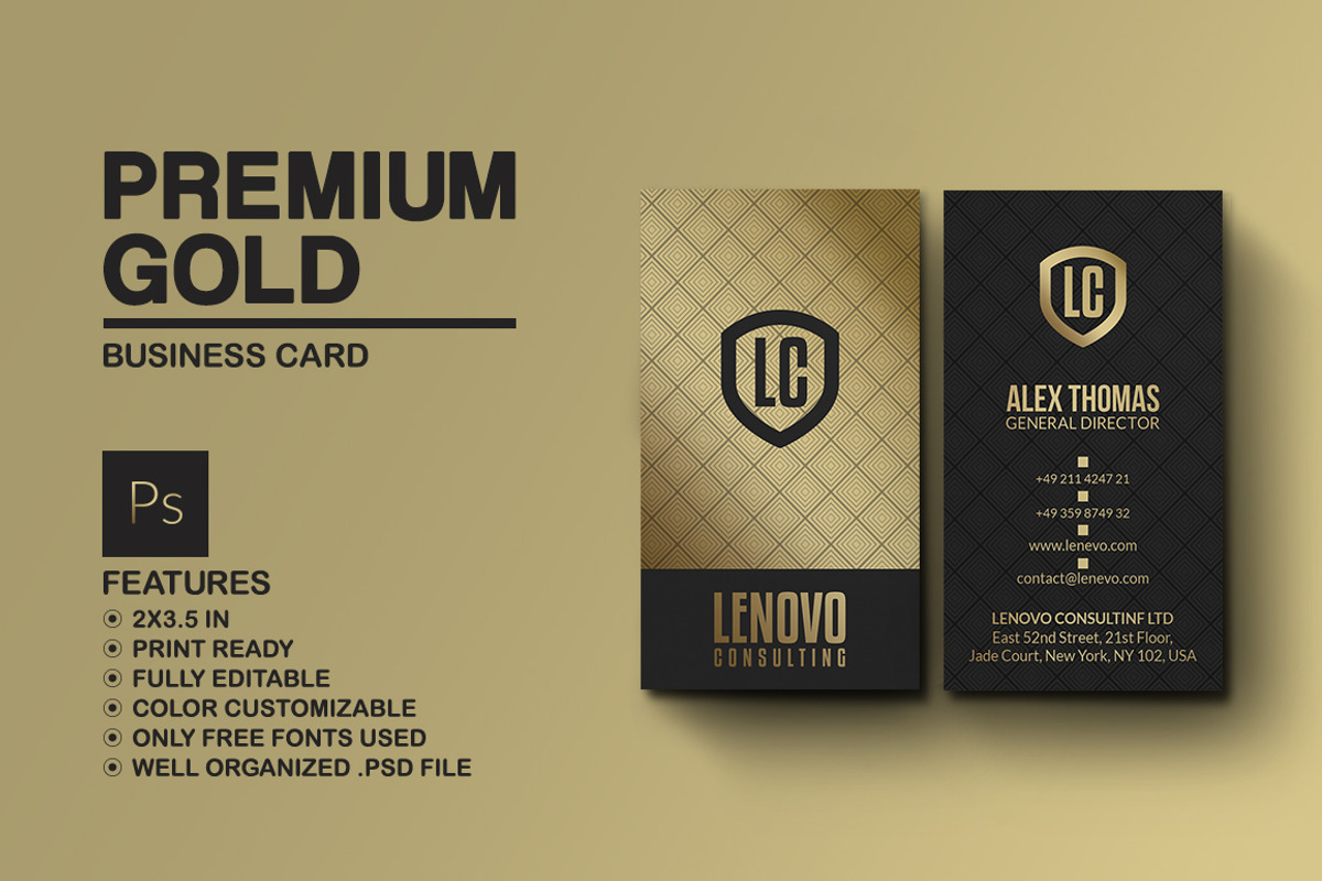 Premium Gold And Black Business Card, a Business Card Template by Marvel (Photo 1 of 6)