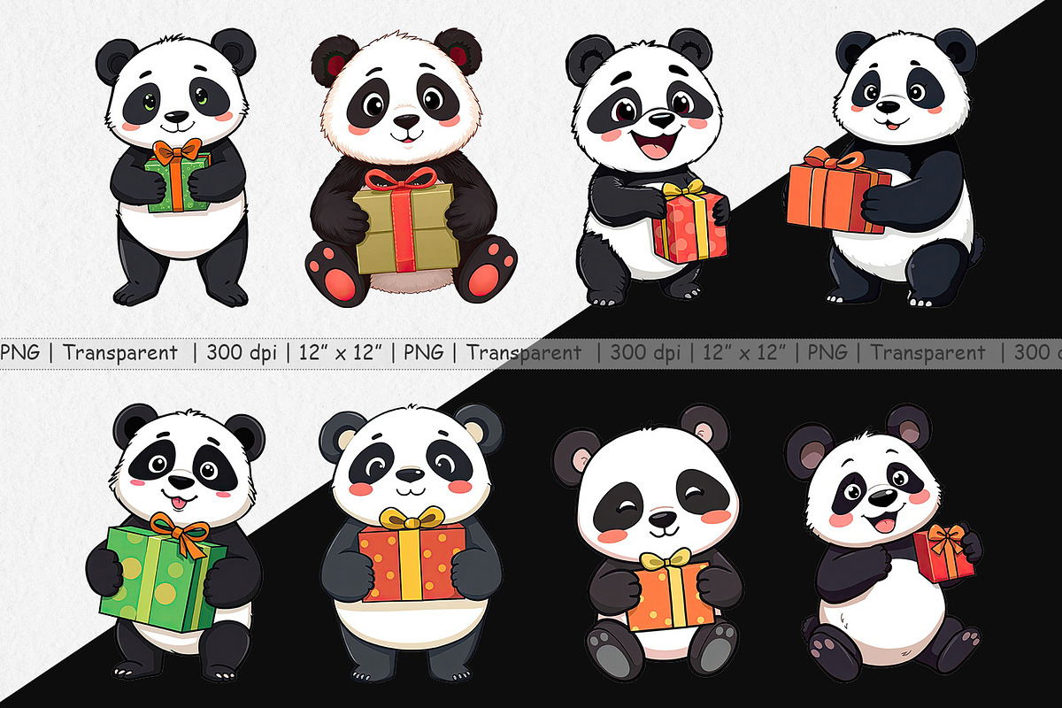 Gift Panda Clipart, a Graphic by Artnoy (Photo 2 of 5)