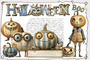 Quirky Halloween Pumpkin Clipart Kit, a Decorative Illustration by Area (Thumbnail 13 of 17)
