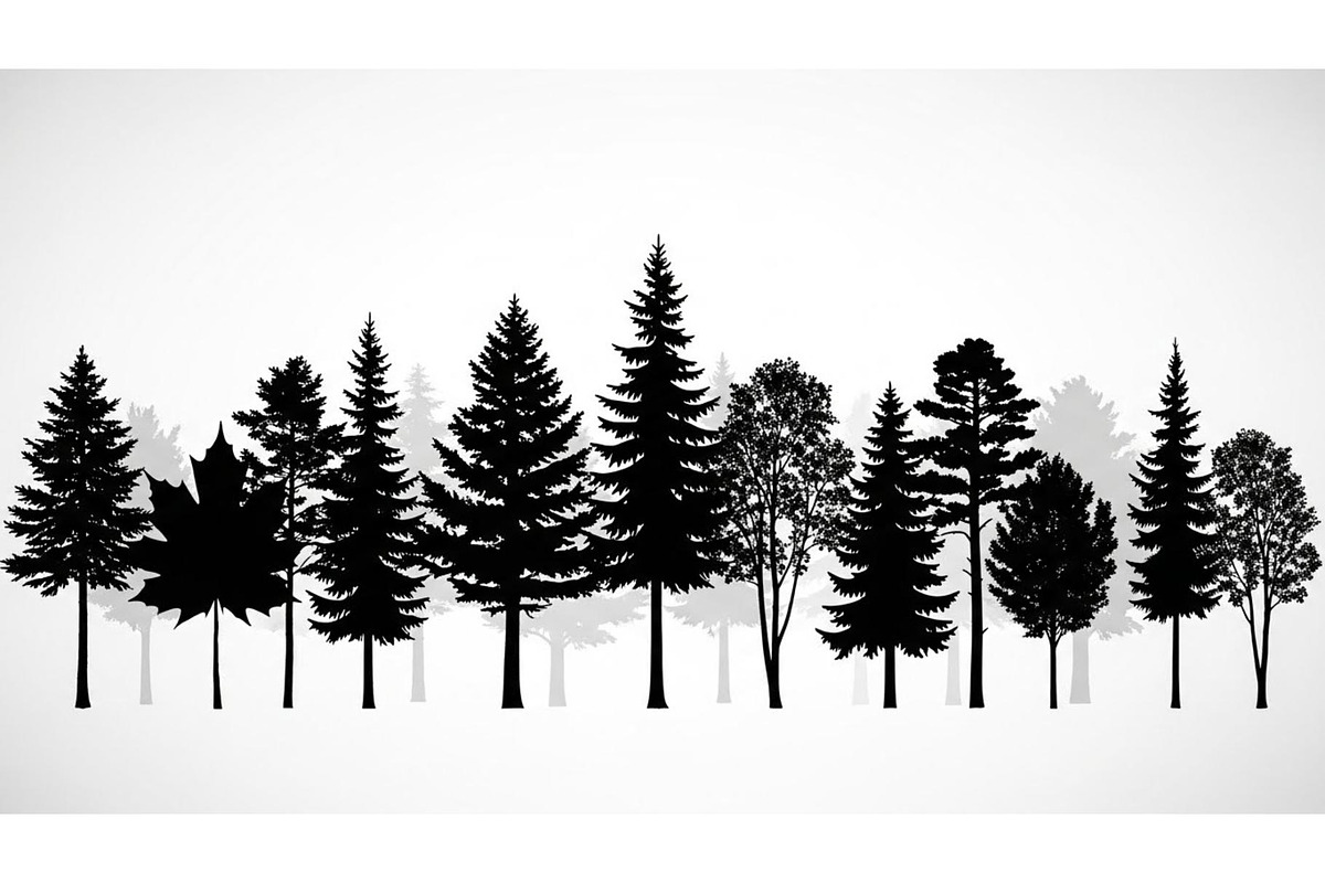 Woodland & Forest Tree Silhouettes B, an Illustration by jahid234 (Photo 41 of 41)