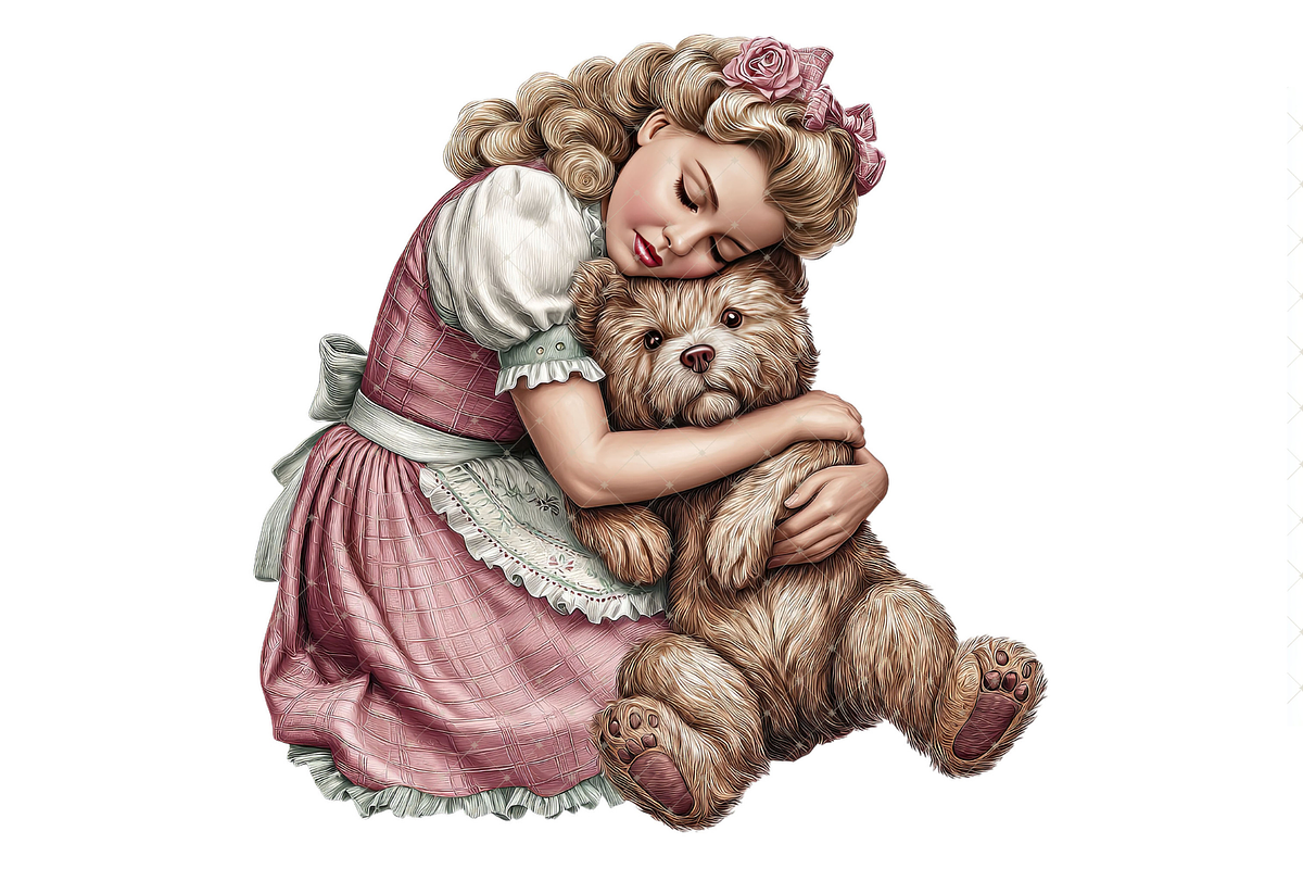 Girl With Teddy Bear Clipart PNG, a Person Illustration by Memories By Lea (Photo 19 of 20)