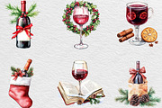 Christmas Red Wine Clipart, an Illustration by Black Bird Studio (Thumbnail 6 of 6)