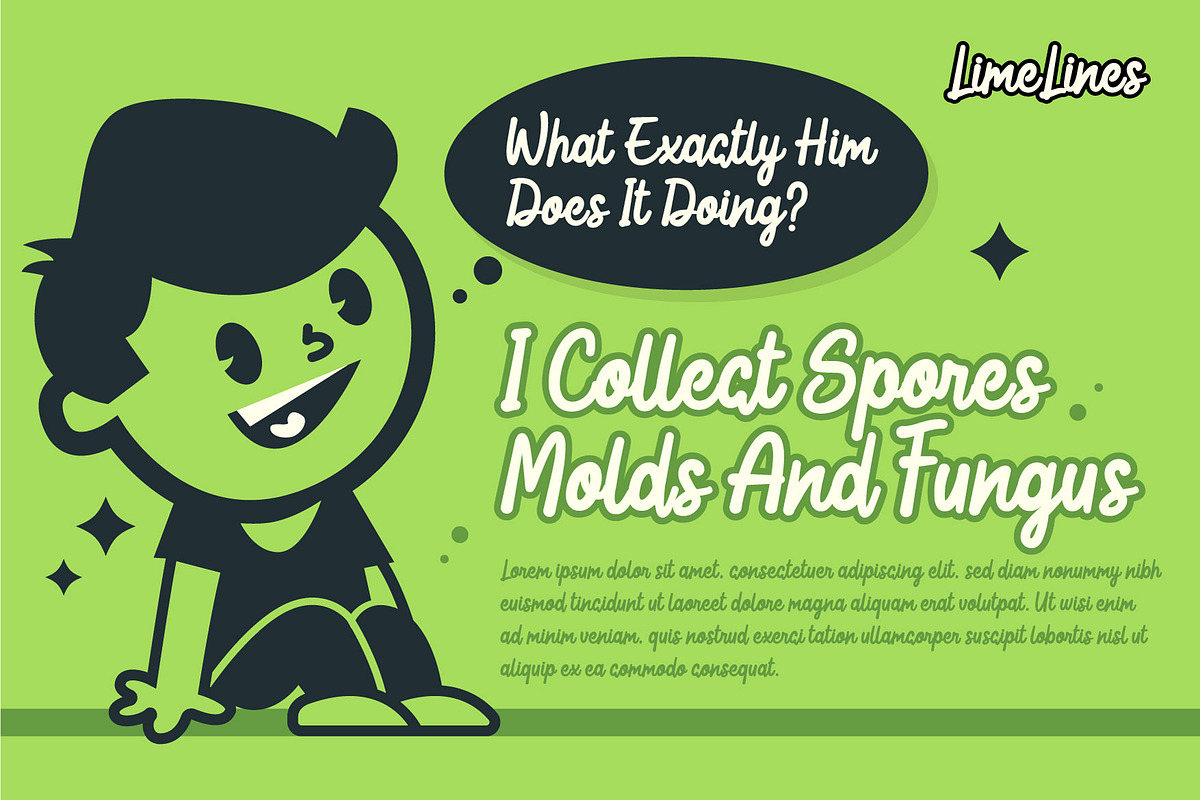 Lime Lines a Script Cartoon Font, a Script Font by Rasiorise Studio (Photo 11 of 11)