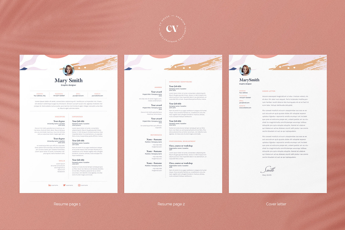 Mary | CV / resume template, a Resume Template by CV house (Photo 3 of 5)