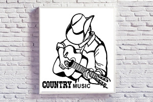 Country Music Cowboy Man With Guitar