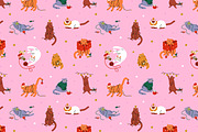 Christmas cats seamless patterns, a Pattern Graphic by Good Studio (Thumbnail 6 of 18)