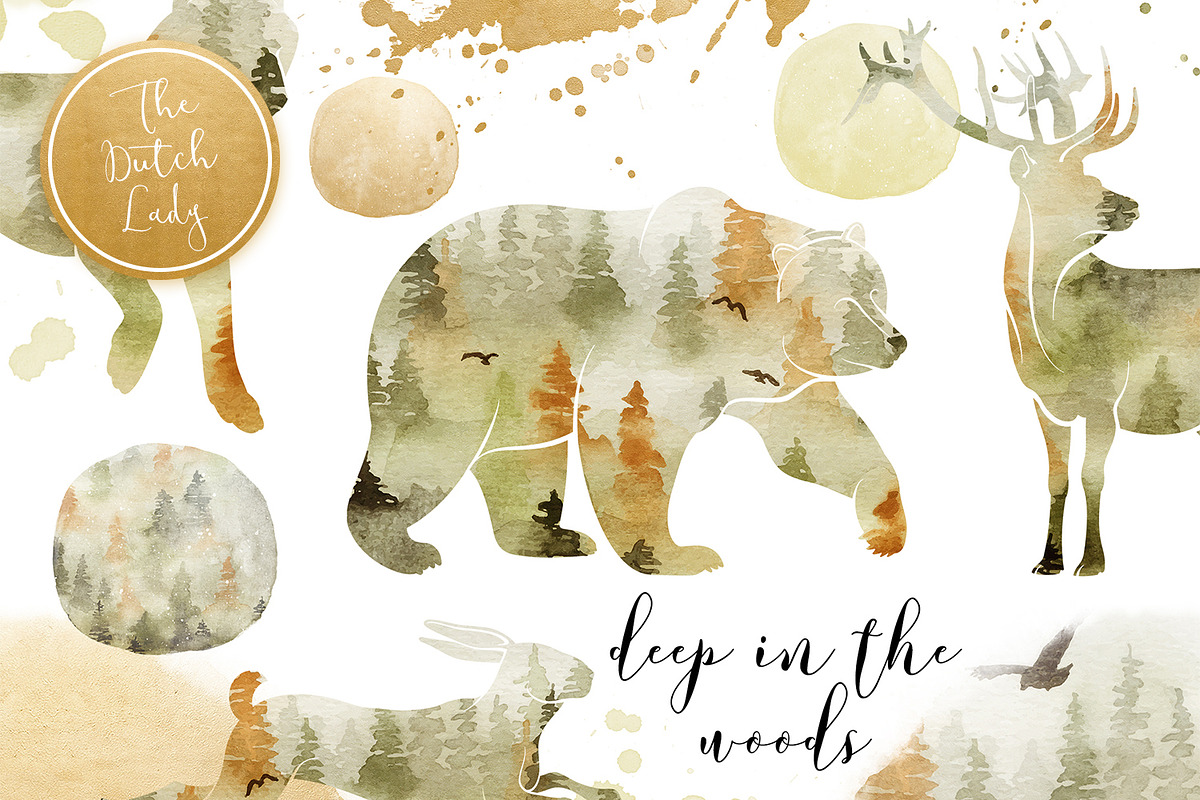 Forest Animal Boho Autumn Clipart, an Animal Illustration by The Dutch Lady Designs (Photo 1 of 6)