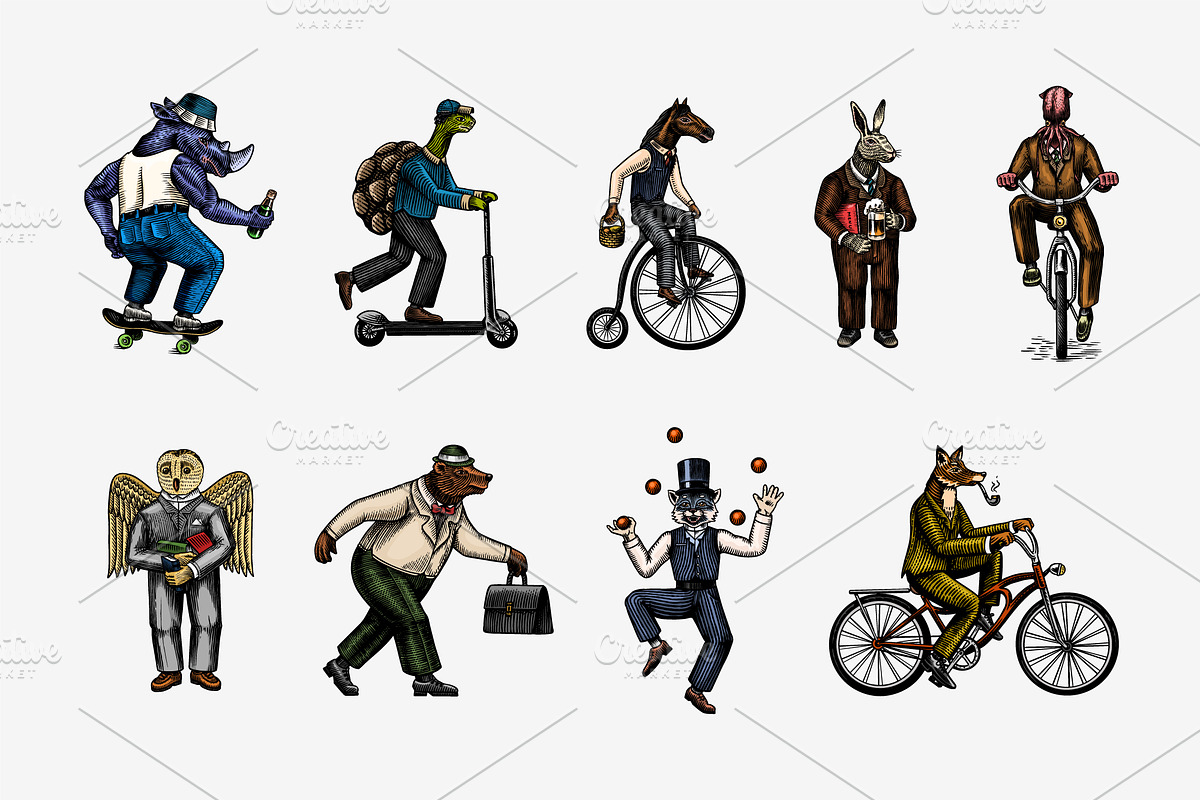 Fashion Animal characters. Draw set., an Animal Illustration by Arthur Balitskiy (Photo 3 of 3)