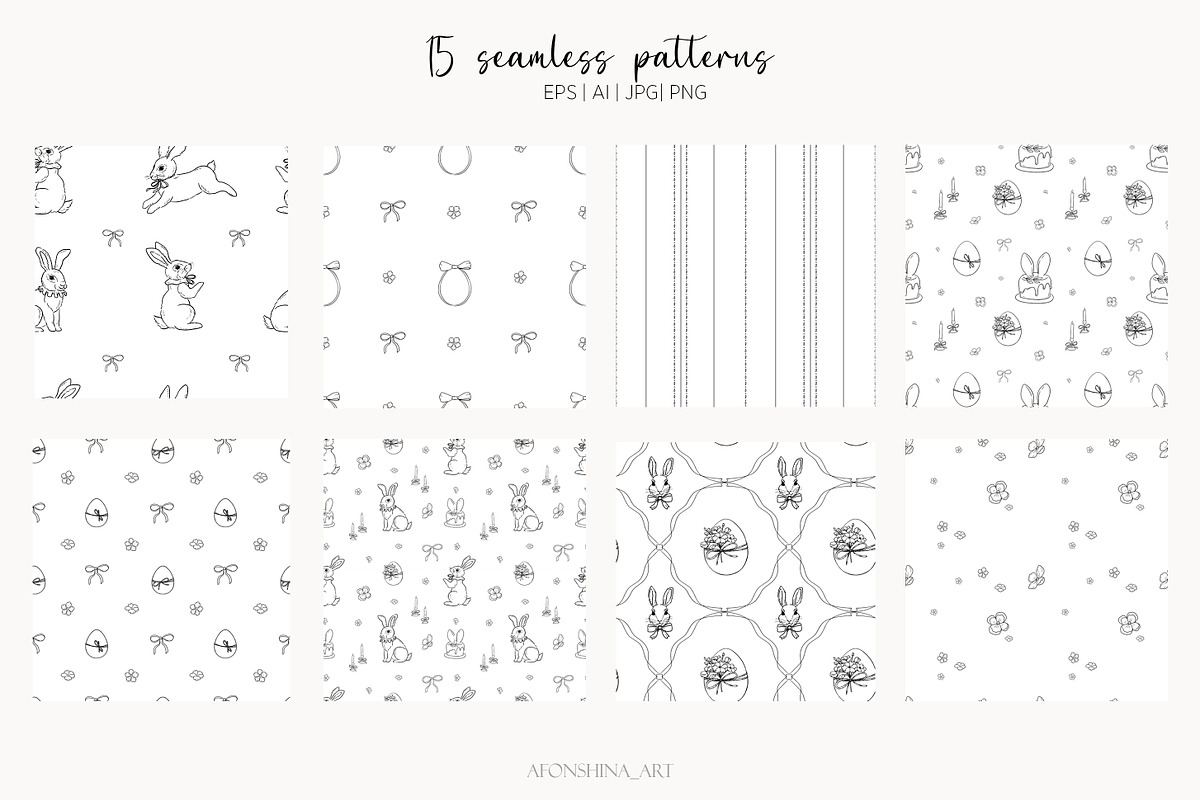 Easter rabbit hand-drawn vector set, a Decorative Illustration by AfonshinaArt (Photo 5 of 15)