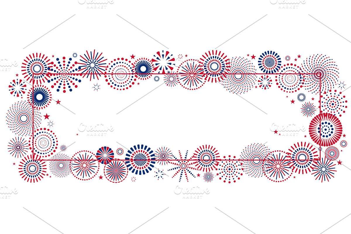 Fourth of July blue, red fireworks, a Seasonal Illustration by sceptical cactus
