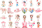 Cowgirl Valentine Clipart, an Illustration by Craft Nest (Thumbnail 3 of 4)