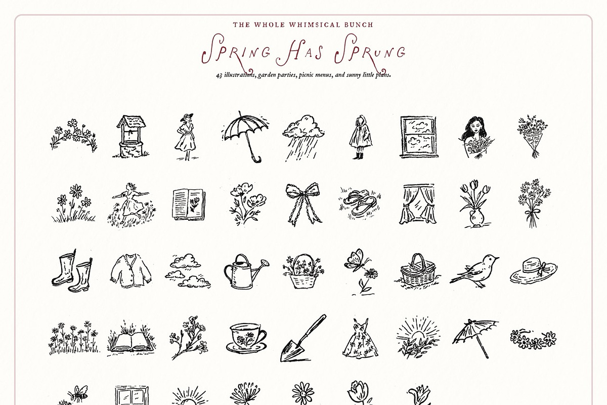 Spring Floral Doodle Line Art Bundle, an Object Illustration by The October Creative (Photo 6 of 13)
