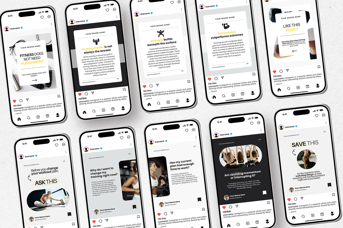 Fitness Carousel Instagram Posts, a Social Media Template by DigiPax (Photo 6 of 10)
