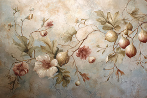 Vintage Botanical Fresco Wallpaper, a Decorative Illustration by Virgo Studio