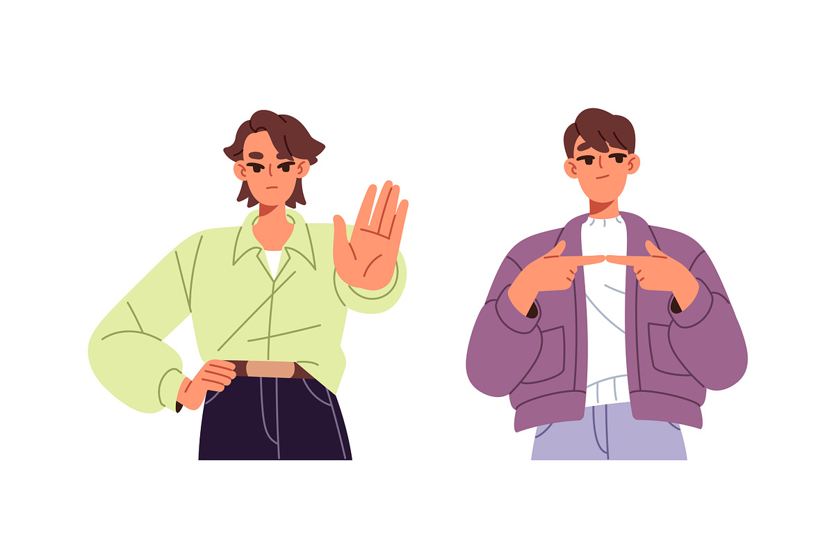 People communicate with gestures set, a Person Illustration by PaperTrident (Photo 11 of 11)