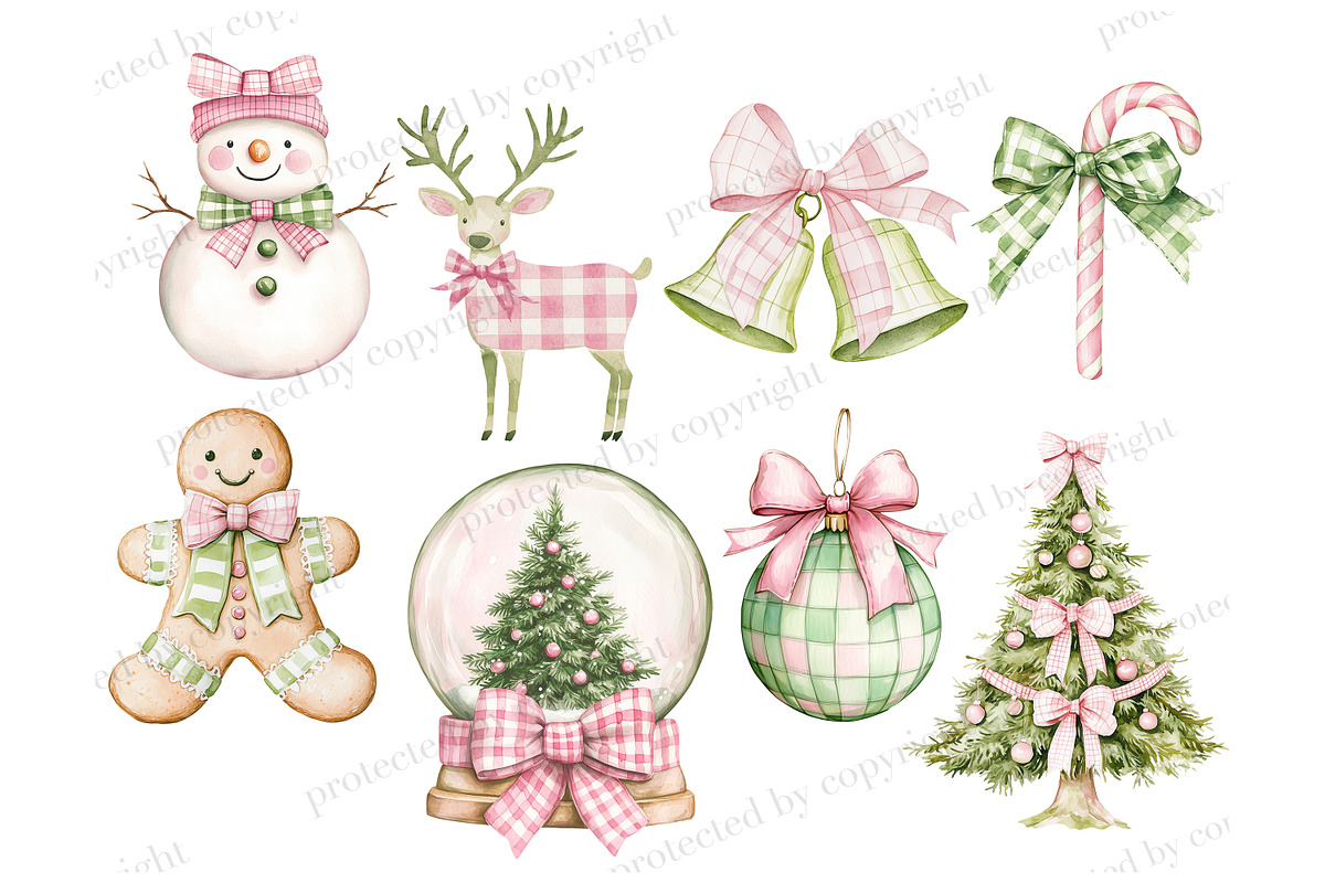 Coquette Christmas Clipart, a Seasonal Illustration by GlamArtZhanna (Photo 3 of 6)