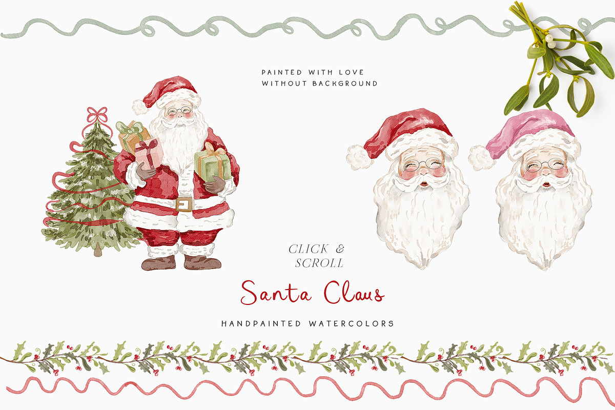 Watercolor Christmas Floral Bows, a Decorative Illustration by Grace Noboa Illustrations (Photo 7 of 24)