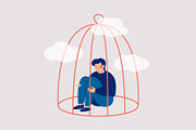 Help a Man in Isolation, a Healthcare Illustration by Mary Long (Thumbnail 2 of 3)