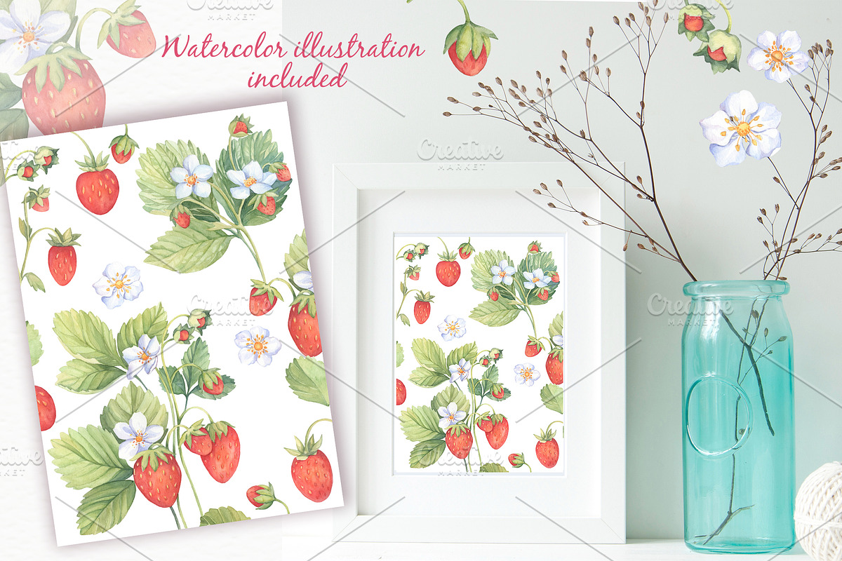Sweet Watercolor Strawberry, a Decorative Illustration by Irina Diasli (Photo 7 of 7)