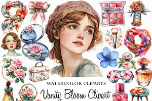 Watercolor Vanity Bloom Clipart, an Illustration by Craft Nest
