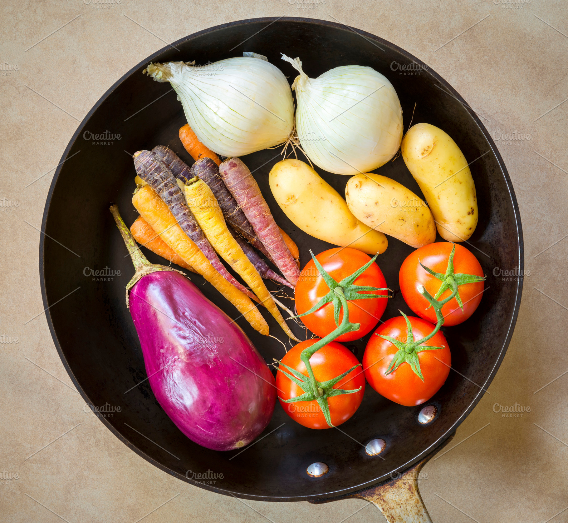 Fresh Roasting Vegetables In Pan, a Photo by THP Creative