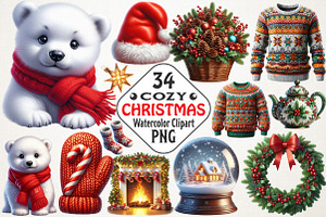 Cozy Christmas Watercolor Set, an Illustration by RobertsArt