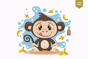 Cartoon Monkey. Tshirt, PNG., an Animal Illustration by KENO Mascots (Thumbnail 2 of 3)