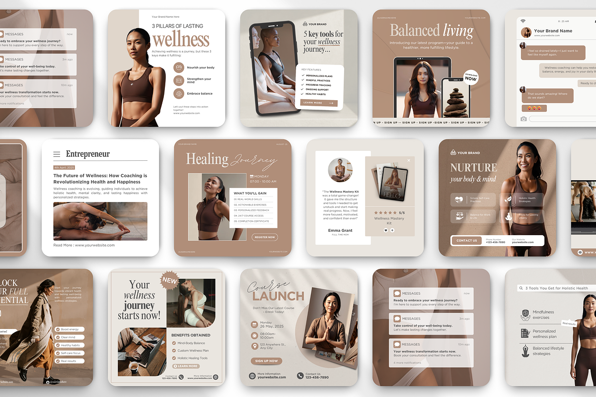Wellness Coach Canva Template Bundle, a Social Media Template by DigiPax (Photo 9 of 15)