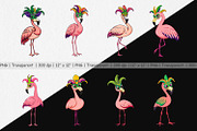 Flamingo Mardi Gras Clipart, a Graphic by Artnoy (Thumbnail 2 of 5)