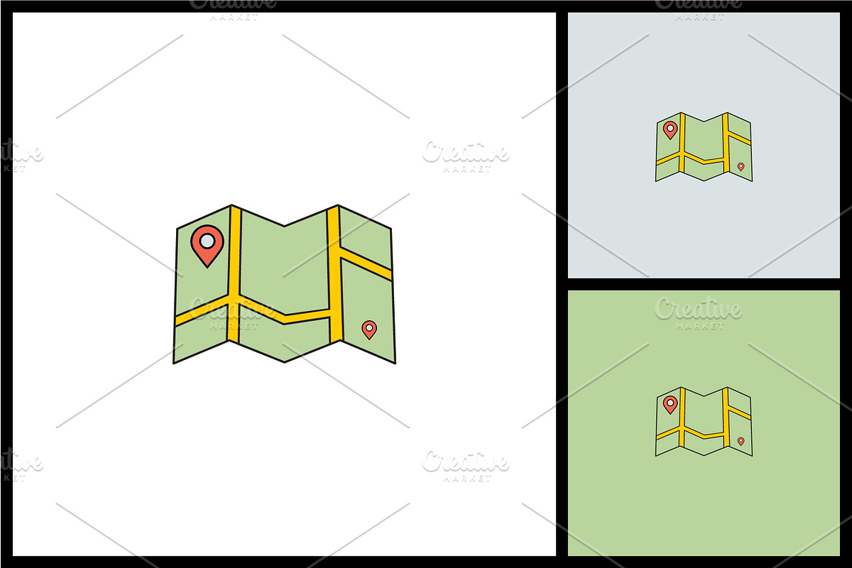 Folded Map with Location Pin Icon, a Solid Icon by quadrazo