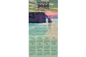 Monthly 2026 Calendar Vintage Travel