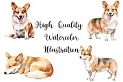 Corgi Watercolor Clipart Bundle, an Animal Illustration by Pet Cave (Thumbnail 2 of 3)