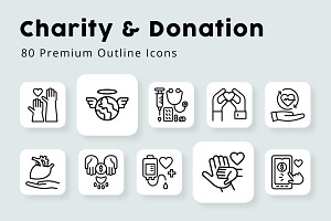 Charity and Donation Outline Icons, an Outline Icon by vectorstank