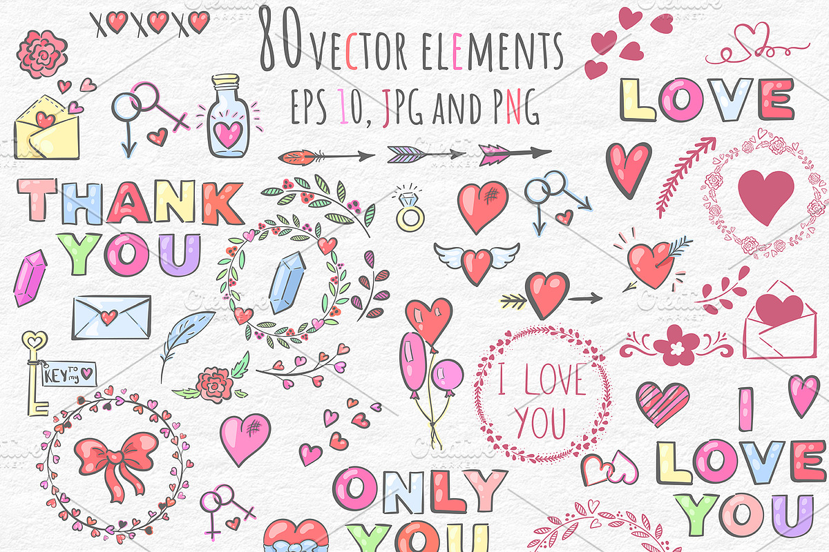 Doodle Love. Big Set, a Seasonal Illustration by HmarkaShop (Photo 2 of 3)