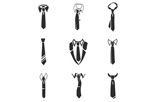 Tie Icon Set, Simple Style