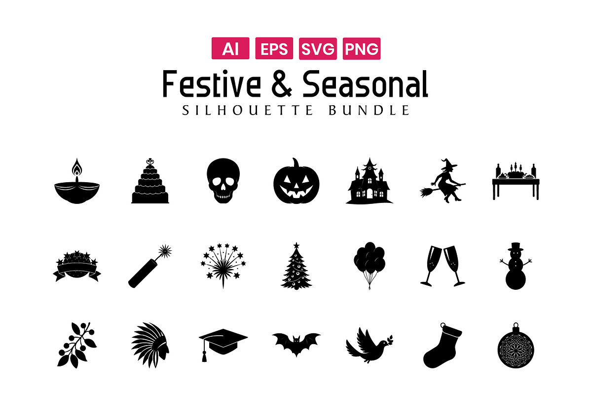 Holiday, Celebration Silhouette Pack, an Illustration by Creative_View (Photo 2 of 4)