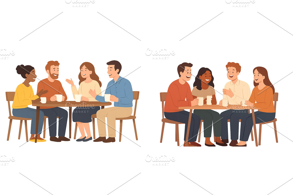 Group of friends enjoying warm, a Person Illustration by ZinetroN