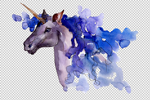 Magic Blue And Pink Unicorns PNG Set