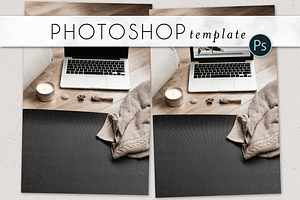 Cozy Yoga and Laptop Mockup