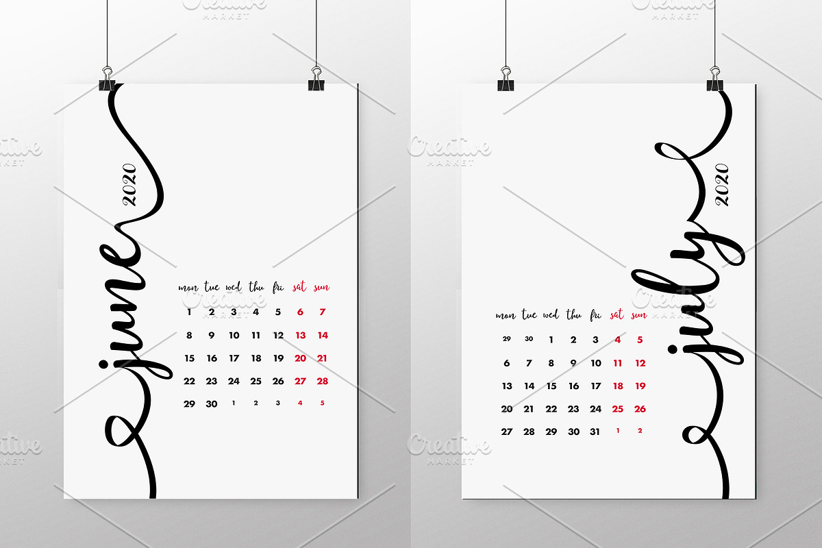 Calendar 2020 Design Vector Set., a Poster Template by Bordo (Photo 4 of 7)